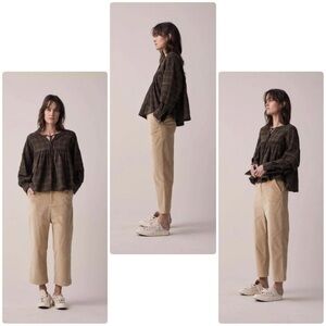 Cropped Corduroy Baggy Pants